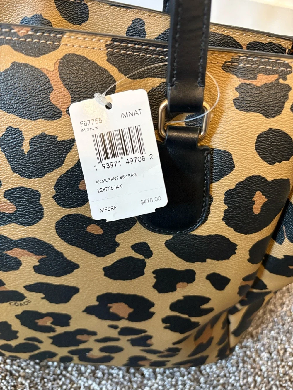 COACH BABY BAG WITH LEOPARD PRINT NWT
